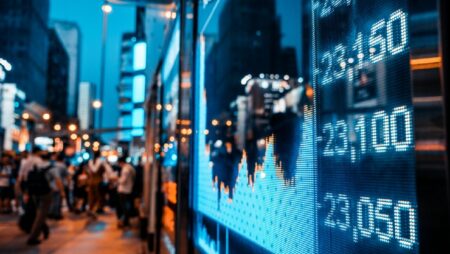 harga-harga saham di layar digital