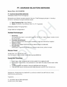 contoh polis asuransi individu