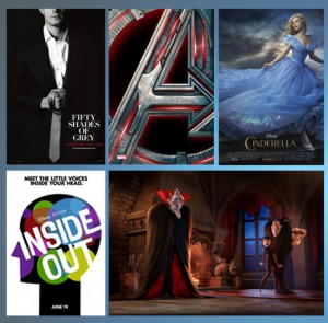 50 Shades of Grey, Cinderella, Avengers: Age of Ultron, Inside Out, dan Hotel Transylvannia 2