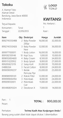 bon belanja senilai 800ribu