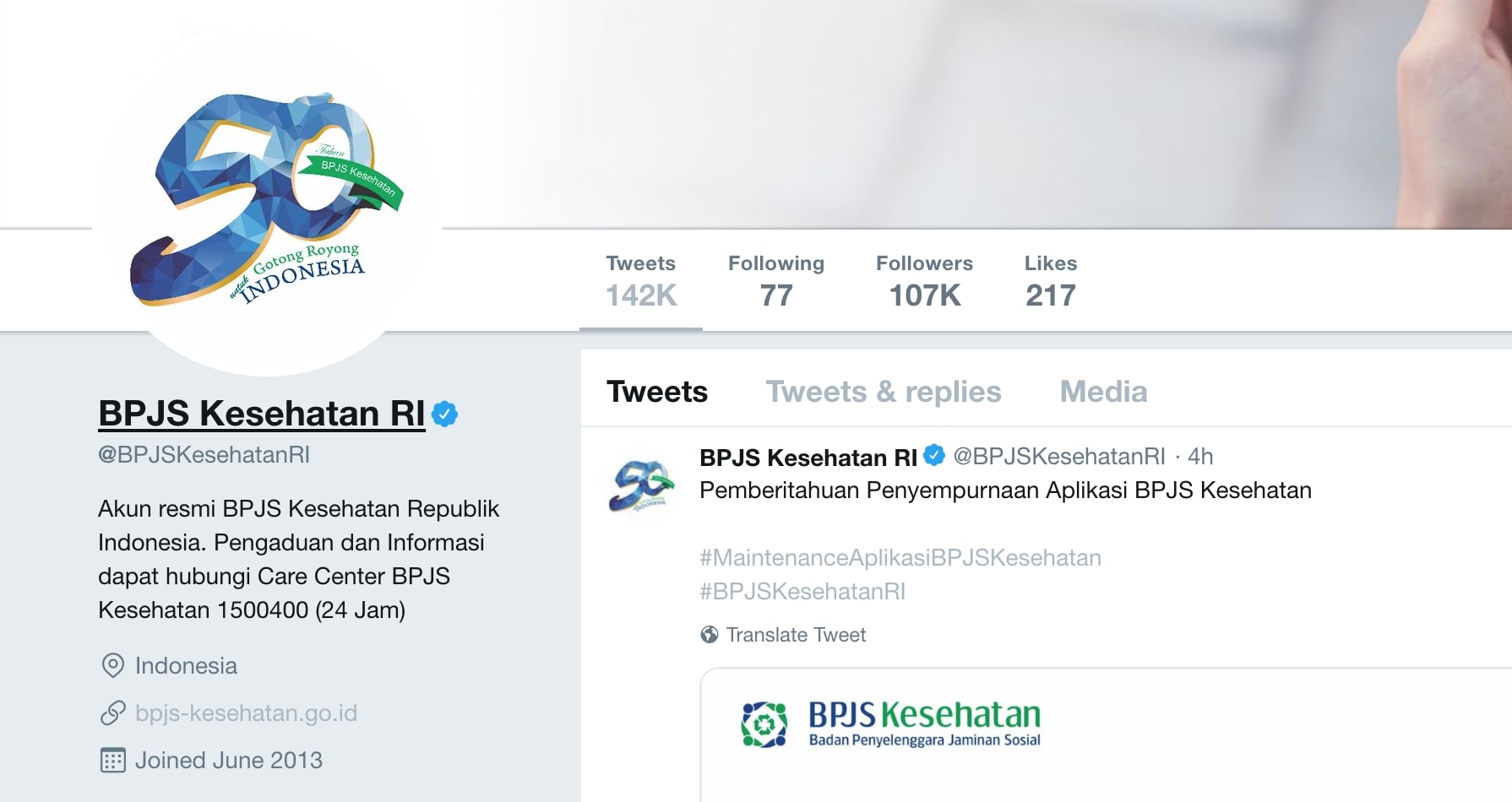 Cara cek tagihan BPJS Kesehatan melalui Twitter. (Twitter)