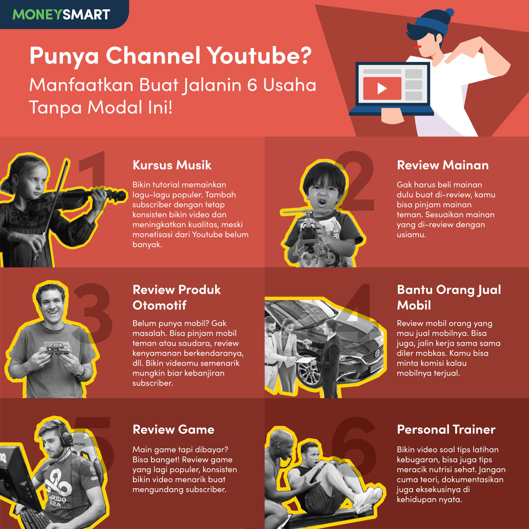 Usaha tanpa modal dengan memanfaatkan akun Youtube. (MoneySmart/Indri Solihin)