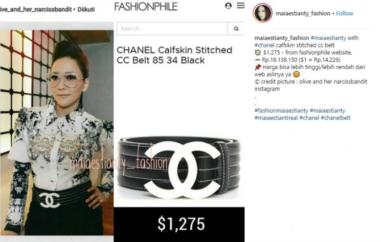 Ikat pinggang Chanel milik Maia (Instagram/@maiaestianty_fashion)
