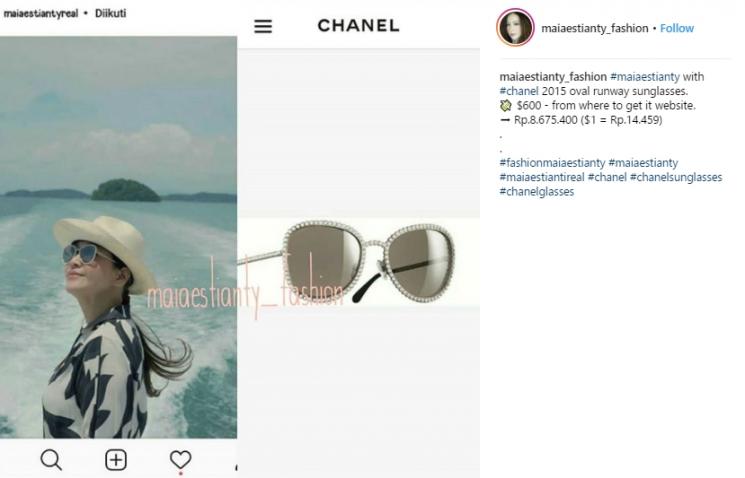 Kaca mata berbingkai permata milik Maia (Instagram/@maiaestianty_fashion)