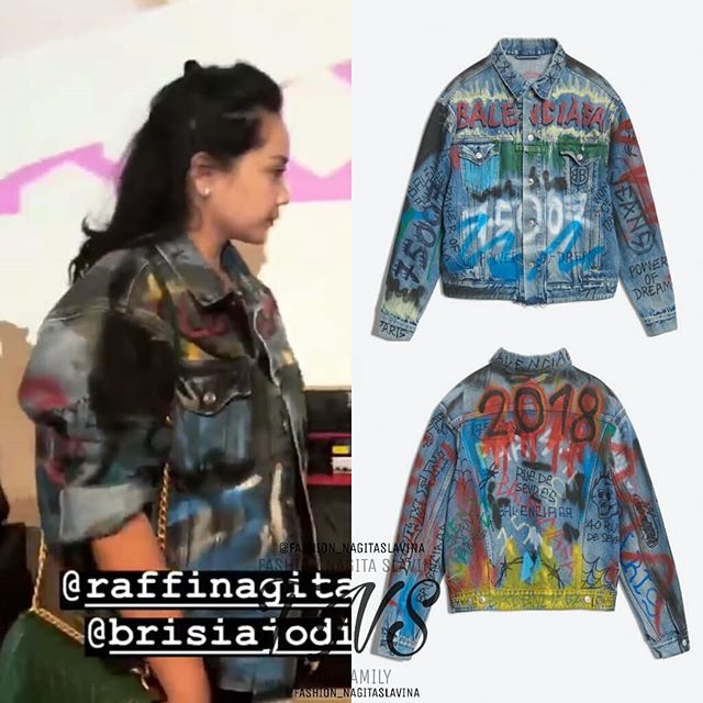 Nagita Slavina memakai jaket denim (Instagram/@fashion_nagitaslavina)
