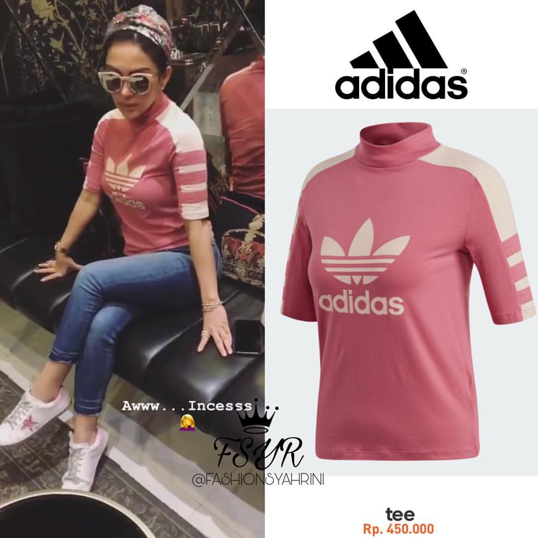 Kaos Adidas milik Syahrini. (Instagram/@fashionsyahrini)