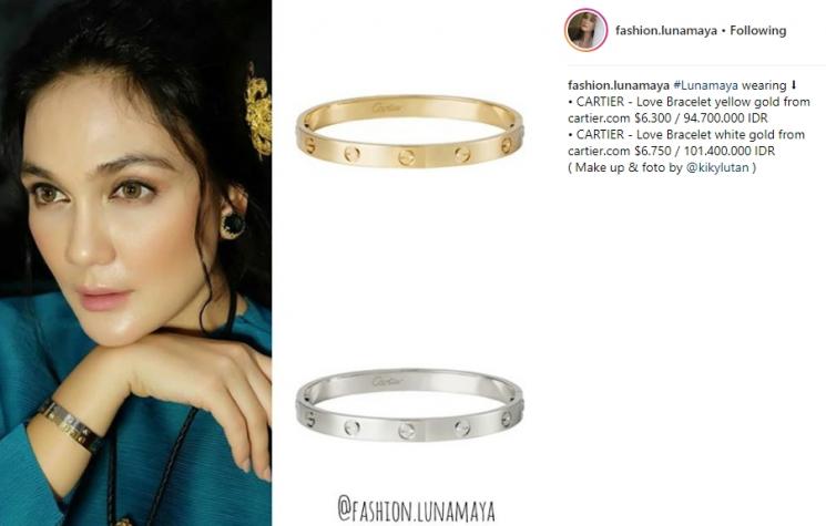 Luna Maya memakai gelang Cartier Love Bracelet (Instagram/@fashion_lunamaya)