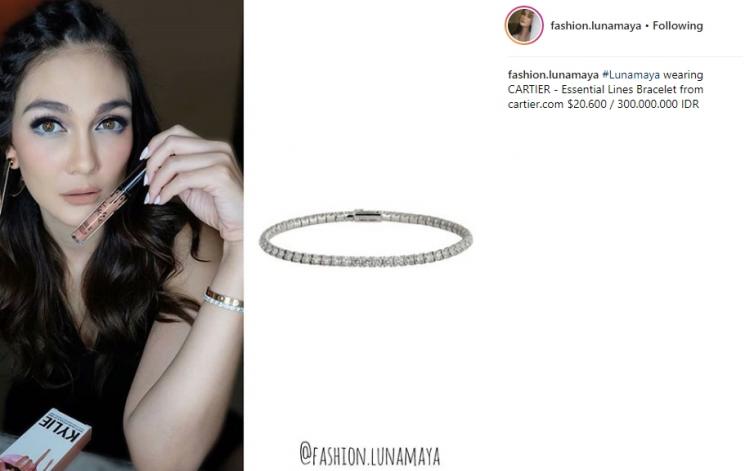 Luna Maya memakai gelang Cartier (Instagram/@fashion_lunamaya)