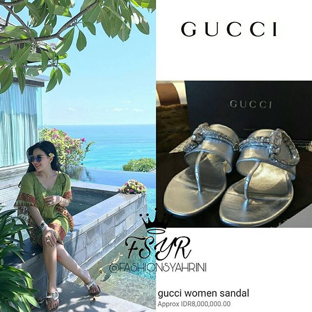 Sandal Gucci yang dipakai Syahrini (Instagram/@fashionsyahrini)