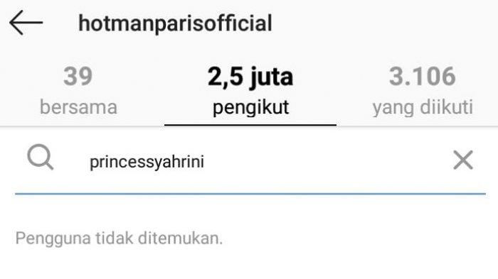 Syahrini unfollow Hotman Paris (Instagram)